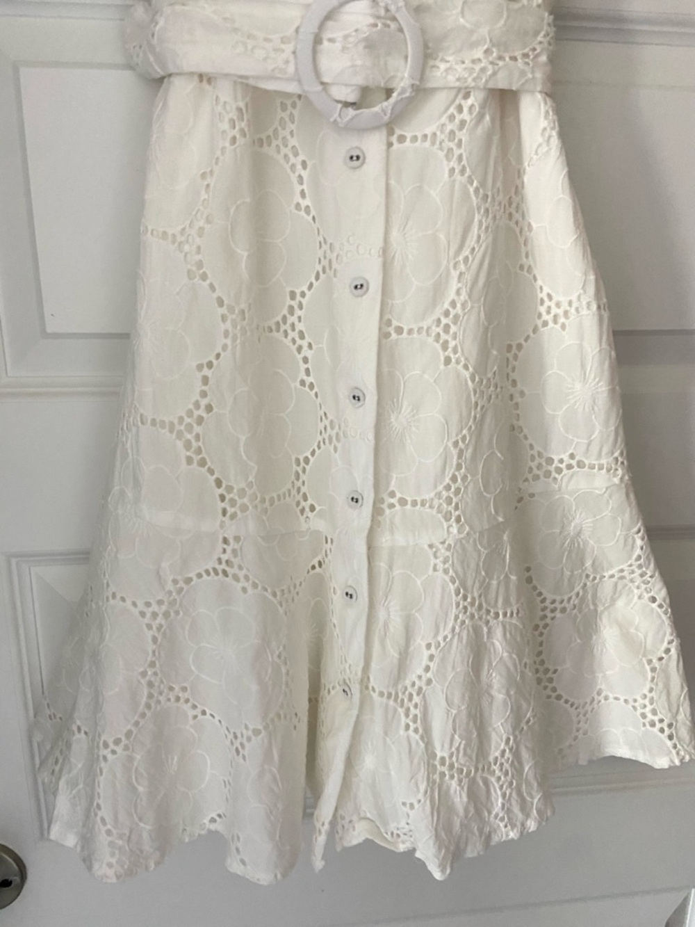 Rachel Parcell White Floral Eyelet Puff Sleeve Midi Dress - Size S - Picture 5 of 14
